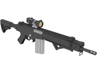 FN FAL Custom Rifle with Aimpoint Scope 3D Model preview