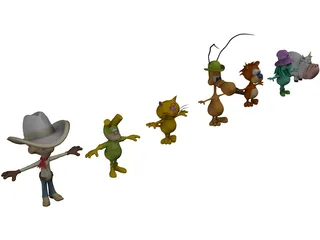 Cartoon Characters Collection 3D Model preview