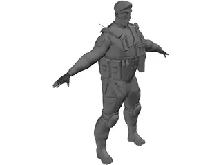 Soldier Black Beret 3D Model preview