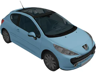 Peugeot 207 3-Door (2006) 3D Model preview