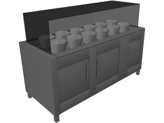 Frozen Yogurt Topping Fridge Display 3D Model preview
