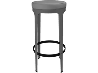High Metal Barstool 3D Model preview