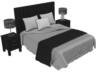 Double Bed 3D Model preview