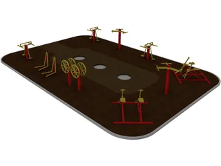 Outdoor Gym Equipment 3D Model preview