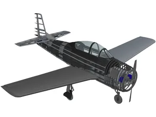 North American T-28 Trojan RC Airplane 3D Model preview