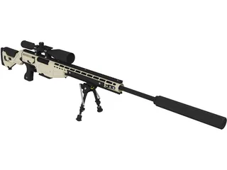 .338 Lapua Magnum Sniper Rifle 3D Model preview