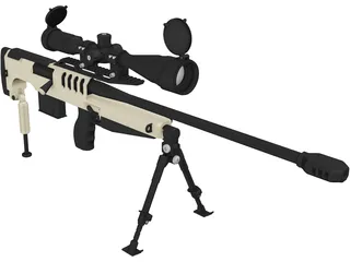 .338 Lapua Magnum Bullpup 3D Model preview