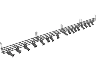 Truss with Stage Ligths and Chains 3D Model preview
