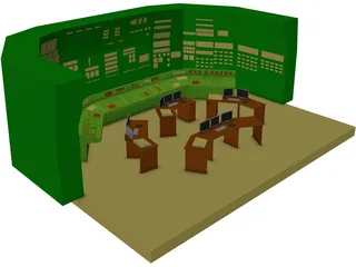 Nuclear Factory Control Room 3D Model preview