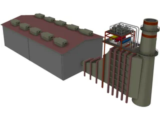 Gas Power Plant 3D Model preview
