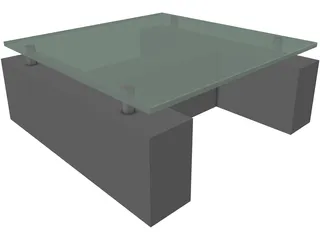 Coffee Table with Glass 3D Model preview