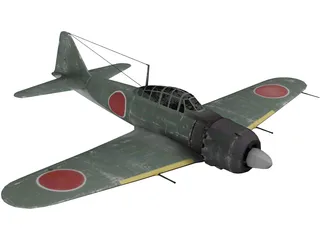 A6M Zero Ground Camo 3D Model preview