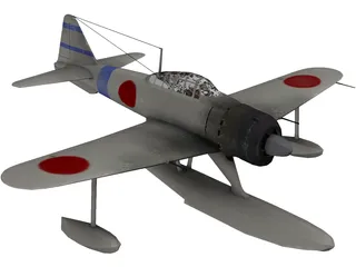 A6M Rufe Navy Camo 3D Model preview