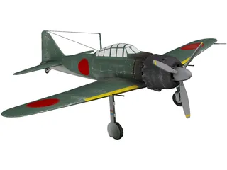 A6M Zero with Landing Gear 3D Model preview