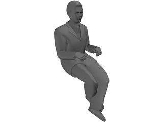 Man Sitting 3D Model preview