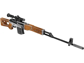 SVD Dragunov Sniper Rifle 3D Model preview