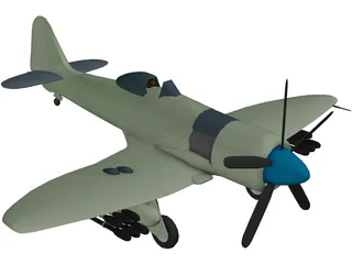 Hawker Sea Fury FB 11 3D Model preview