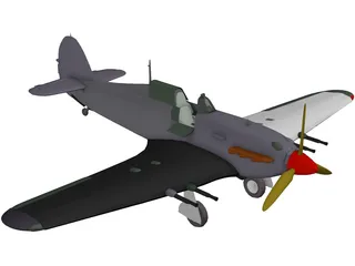 Hawker Hurricane IIC 3D Model preview