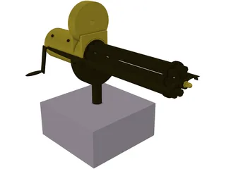 Gatling Gun Hand-Crank 3D Model preview