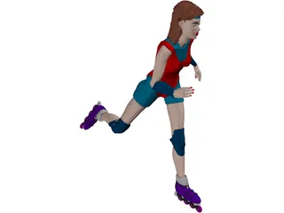 Woman with Scates 3D Model preview