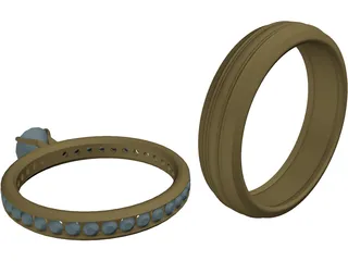 Wedding Rings 3D Model preview