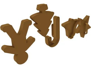 Xmas Cookie Cutters 3D Model preview
