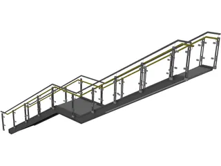 Stair with Glass Rail 3D Model preview