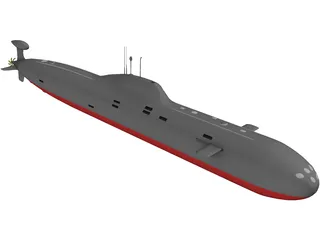Soviet Akula Attack Submarine 3D Model preview