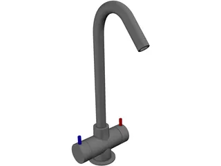 Modern Kitchen Faucet 3D Model preview