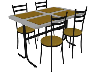 Table And Chairs Snack Bar 3D Model preview