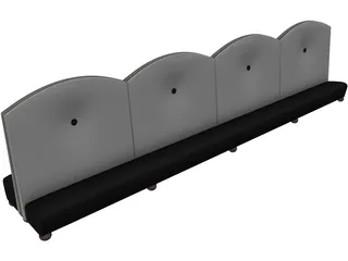 Booth 4 Panel Double Princeton 3D Model preview