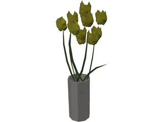 Tulips In Vase 3D Model preview