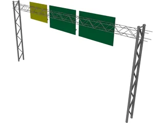 Highway Truss with Signs 3D Model preview