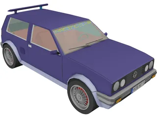 Volkswagen Golf II [Tuned] (1986) 3D Model preview