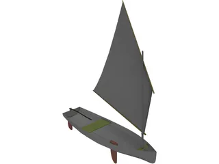 Dingy Sail Boat 3D Model preview