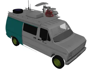 Television Live Truck 3D Model preview