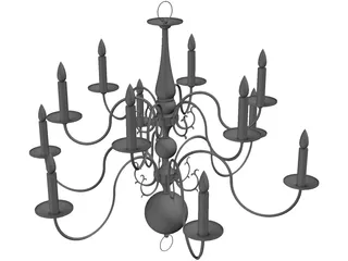 Colonial Chandelier 3D Model preview