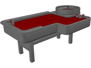 Gambling Roulette Table 3D Model preview