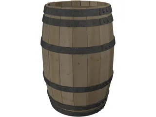 Wooden Barrel 3D Model preview