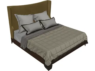 Baker Dane Upholstered Bed 3D Model preview