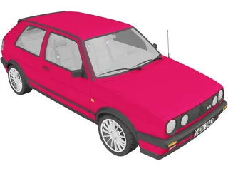 Volkswagen Golf Mk2 GTI Typ 19E (1989) 3D Model preview