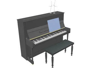 Piano 18th century 3D Model preview