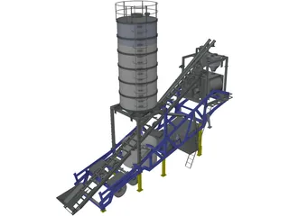 Mobile Concrete Batching Plant Mixer 3D Model preview