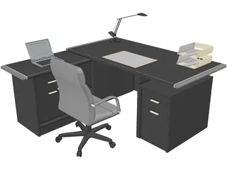 Full Desk Set 3D Model preview