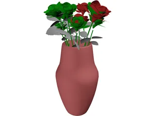 Roses in Vase 3D Model preview