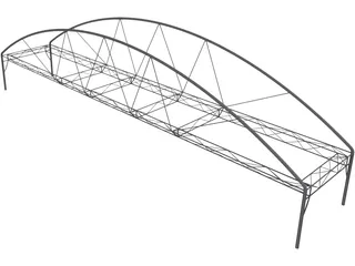 Arched Fink Truss Bridge 3D Model preview