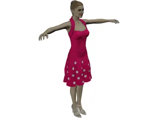 Summergirl in Strawberry Dress 3D Model preview