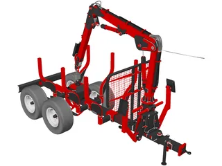 Truck Forest Trailer 3D Model preview