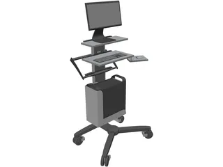 Mobile Computer Cart 3D Model preview