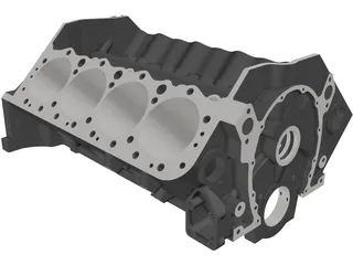 Small Block Chevrolet Engine Block 3D Model preview